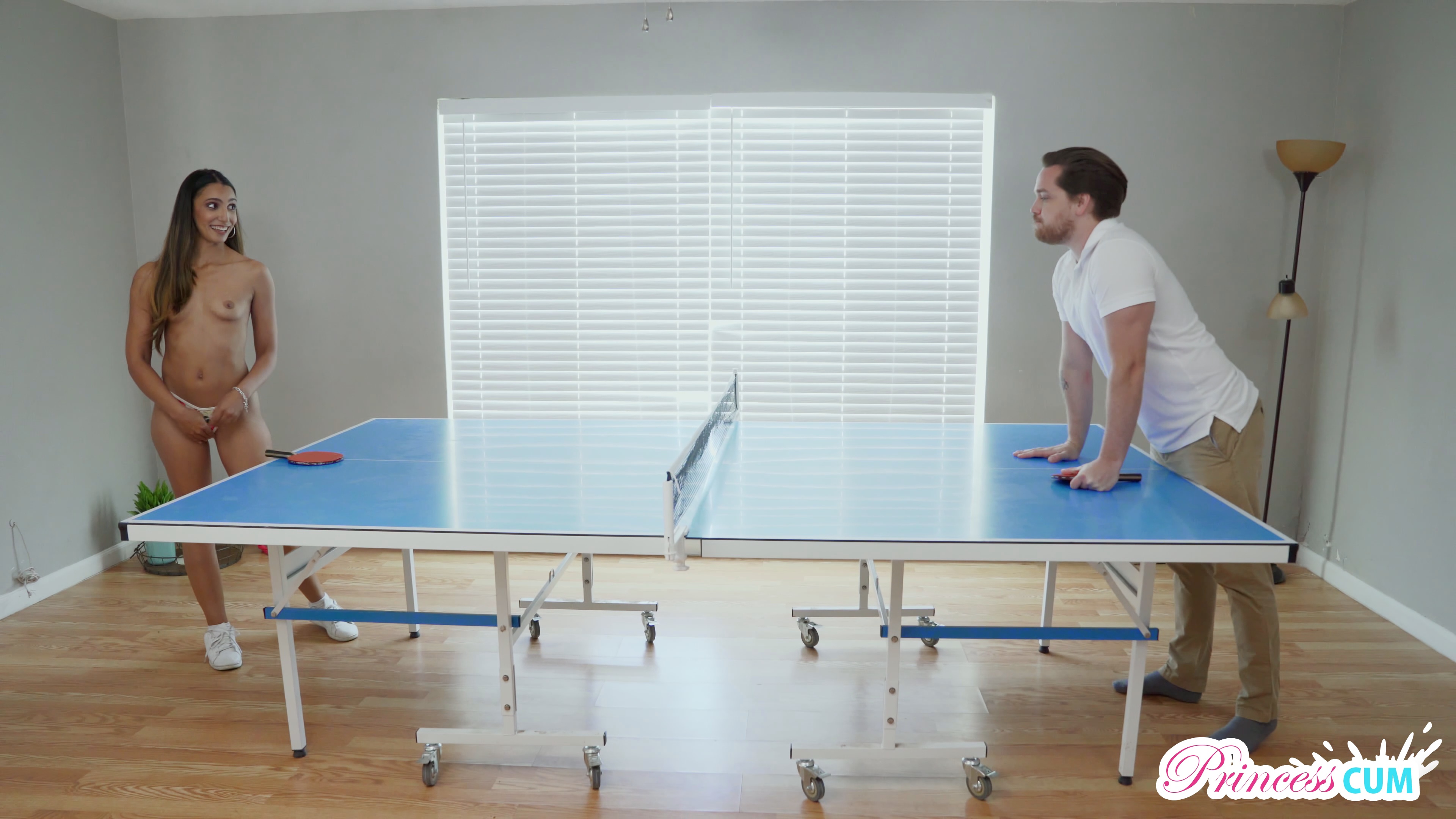 Threesome ping pong table scene